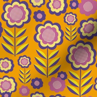 Retro Floral Pocket 9 Match, marigold and peony, 8 inch