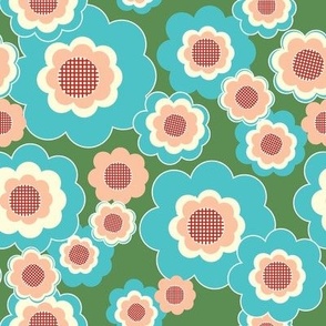 Retro Floral Pocket 10 Match, kelly green and emerald, 8 inch