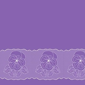 Purple Pansy Lace Border Print