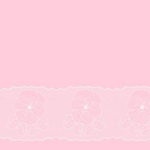 Light Pink Pansy Lace Border Print