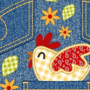 Embroidered Chickens - Pockets_200Size