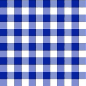 Gingham Check with Gold Stripe - Ultramarine Blue