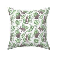 Rabbits and Ferns - White