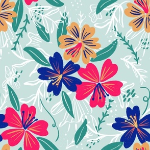 Hibiscus Hawaii Dreams - Mint - Large