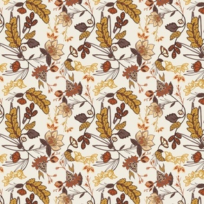 fall fest floral - cream and brown