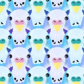 Parakeet Flock (blue and purple)