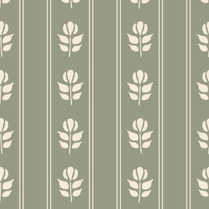 Daphne green floral stripe