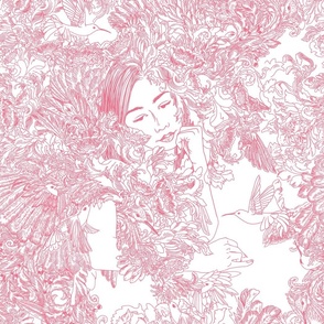 Daydreamer: modern toile de jouy pink and white