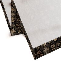 Mushroom forest damask pattern black and gold 