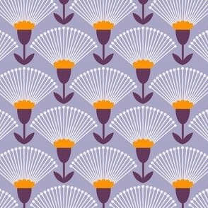Pattern 0734 - art deco flowers, purple / yellow