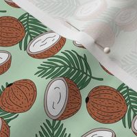 Coconut jungle and palm leaves garden tropical summer fruit island vibes mint green SMALL