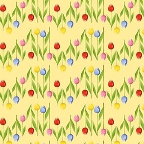 Easter Tulip Rows I XS size I 3" I on Yellow Joy