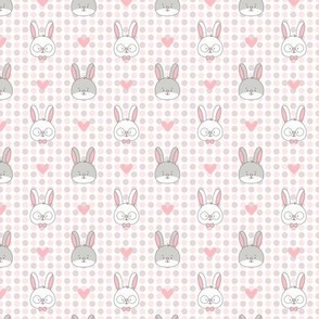 Rabbits hearts on polka dot