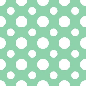 (large) White dots on a green/jade background - "Frogs" coordinate