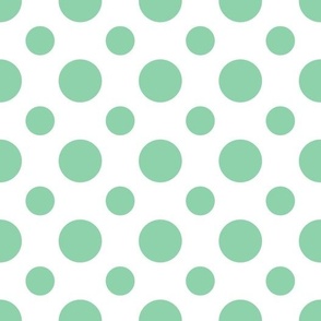 (large) Green/jade dots on a white background - "Frogs" coordinate