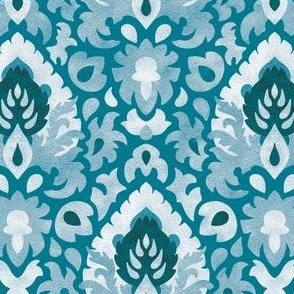 (small) Polish folk flowers - teal