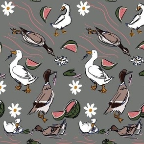 Ducks for me pattern in grey SMALL
