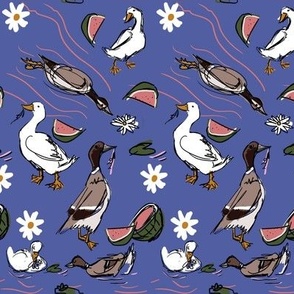 Ducks for me pattern in Peri Blue  SMALL