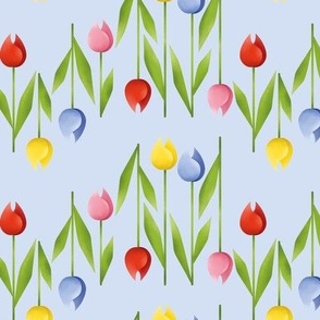 Easter Tulip 2-way Rows I S size I 6" I on Sky Blue