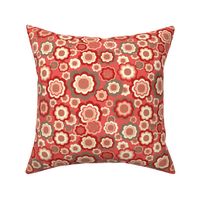 Retro Floral Pocket 12 Match, watermelon and poppy red, 8 inch