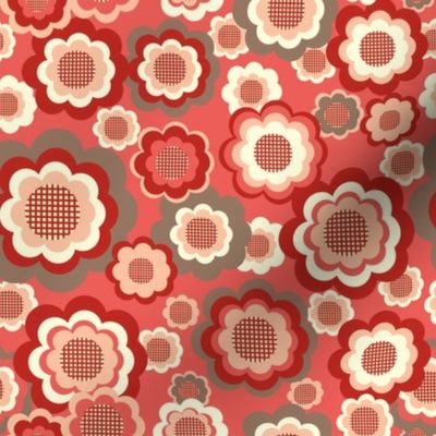 Retro Floral Pocket 12 Match, watermelon and poppy red, 8 inch