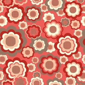 Retro Floral Pocket 12 Match, watermelon and poppy red, 8 inch