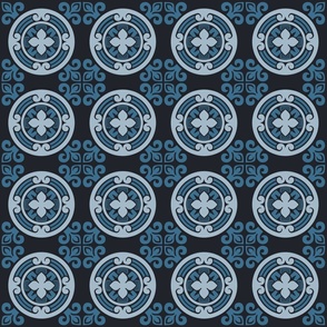Antique pattern in black and blue