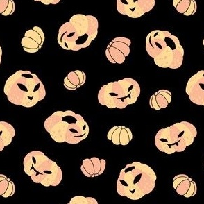 (small) Spooky pumpkins black background