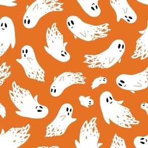 (large) Friendly ghosts orange background