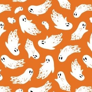 (small) Friendly ghosts orange background