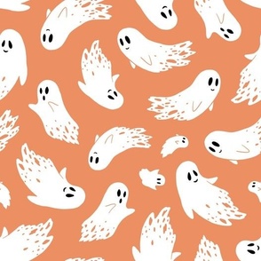 (large) Friendly ghosts light orange background