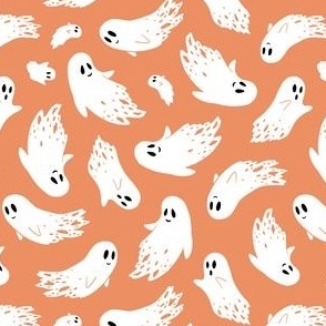 (small) Friendly ghosts light orange background