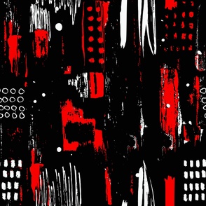 Paint Splashes - Black Red + White - JUMBO