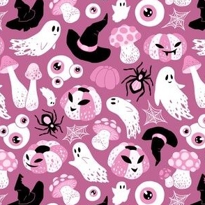(small) Spooky pastel Halloween dark pink background