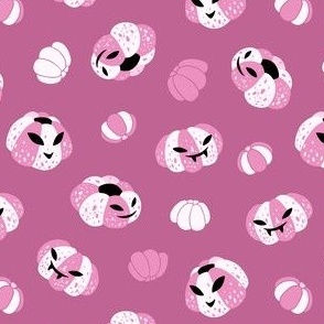 (small) Spooky pumpkins dark pink background