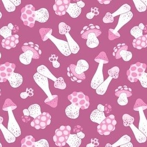 (small) Pastel mushrooms dark pink background