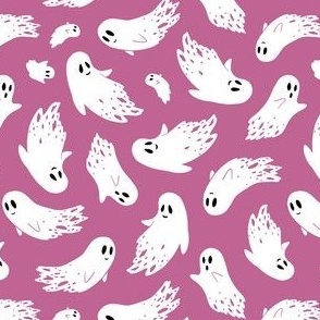 (small) Friendly ghosts dark pink background