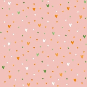 orange field hearts on pink