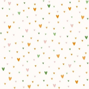 orange field hearts on white