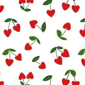 Cherry Hearts Fabric, Wallpaper and Home Decor