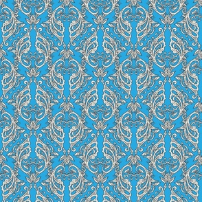 Vintage pattern in blue and ivory