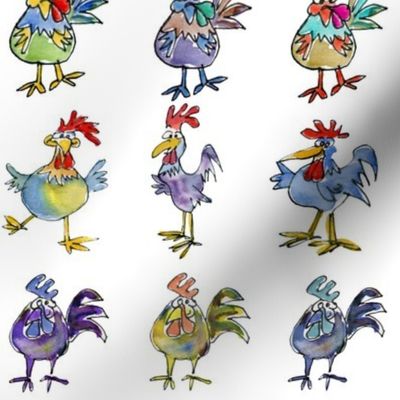 Funny Cute Cartoon Roosters