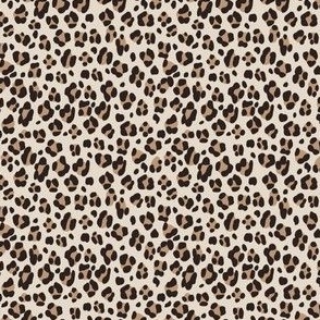 Micro Tiny Leopard Print in Neutral Beige Brown and Black Animal Skin