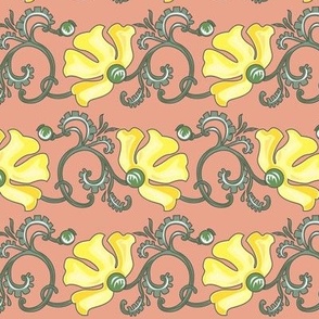 Yellow Poppies Art Nouveau