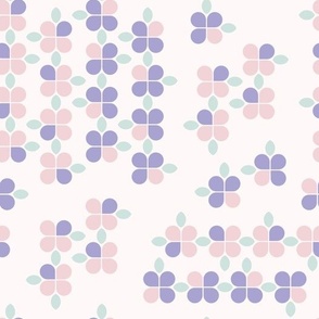 Geometric flowers in pink, purple and green_small scale