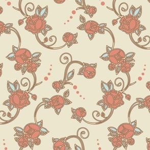 Victorian roses seamless pattern