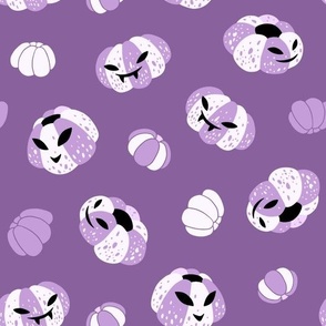 (large) Spooky pumpkins purple background