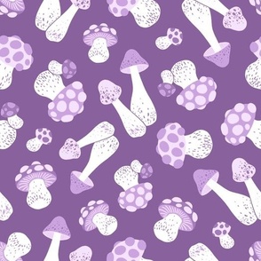 (large) Pastel mushrooms purple background