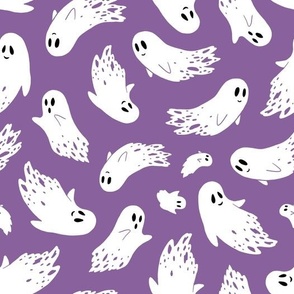 (large) Friendly ghosts purple background