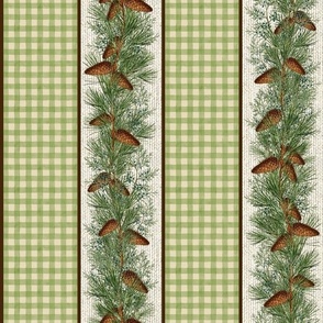 PINE ROPING GINGHAM STRIPE - IN THE FOREST COLLECTION (GREEN)